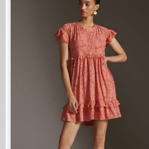 Anthropologie Dresses & Skirts - New Anthropologie‎ Textured Ruffle Knit Mini Dress Pink Rose XSP Petite